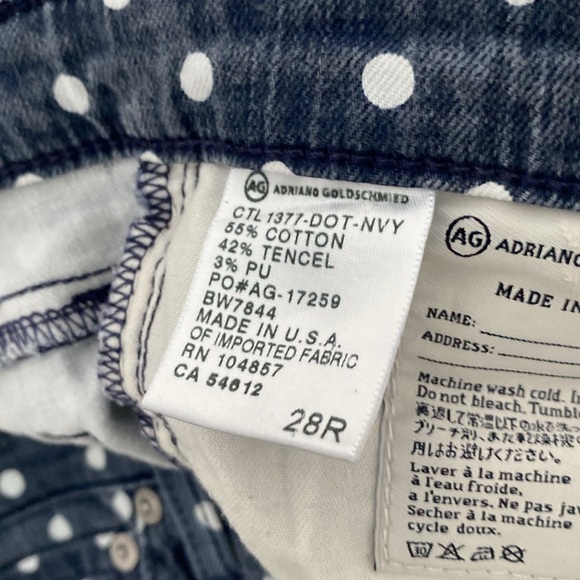 AG Adriano Goldschmied The Stevie Ankle Straight Leg Polka Dot Jeans, 28R - Picture 5 of 14